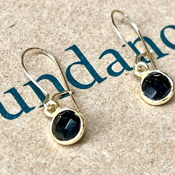 Sundance $78 NEW 3/4" BLACK ONYX 12kt Gold GF Leo Capricorn Birthstone Earrings - Picture 2 of 6